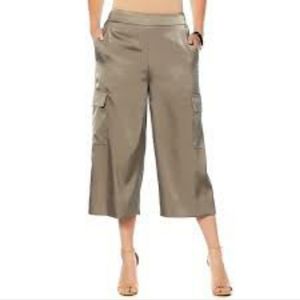 HSN Marla Wynne Hammered Satin Crop Pants 12